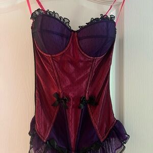 Victoria's Secret Sexy Little corset bustier 34C NWOT Black Red